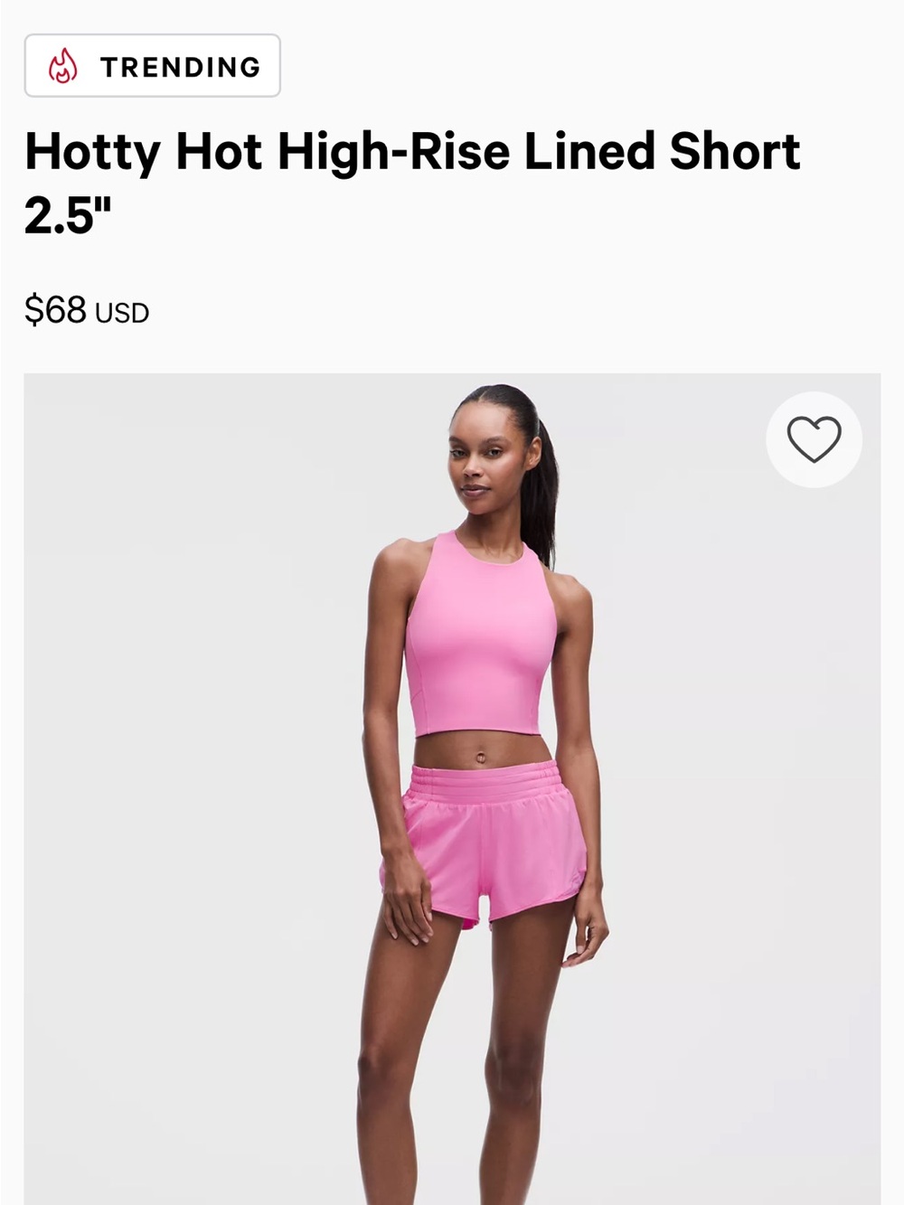 lululemon athletica Hotty Hot High-Rise Lined Short — Pink Size 0